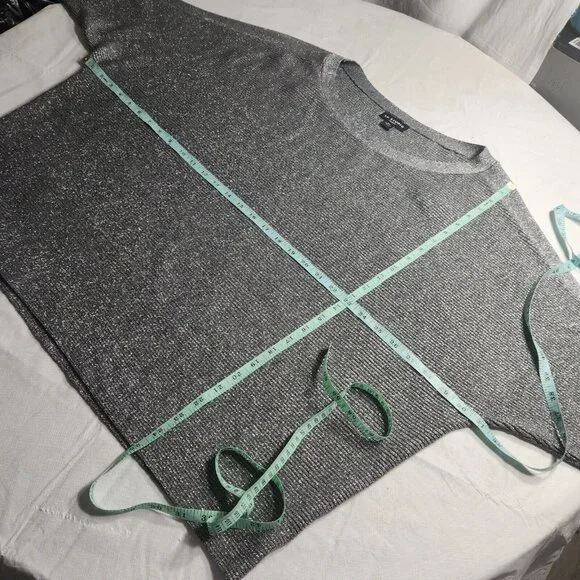 I.N.Studio Womens Size 3 X Silver top blouse plus  3/4 sleeve Crew Neck NWT --22 - Picture 6 of 10